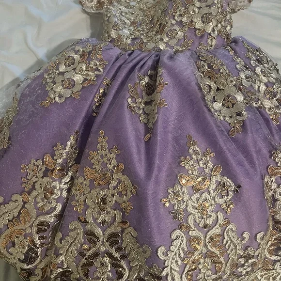 Elegant Purple and Gold Kids Dress